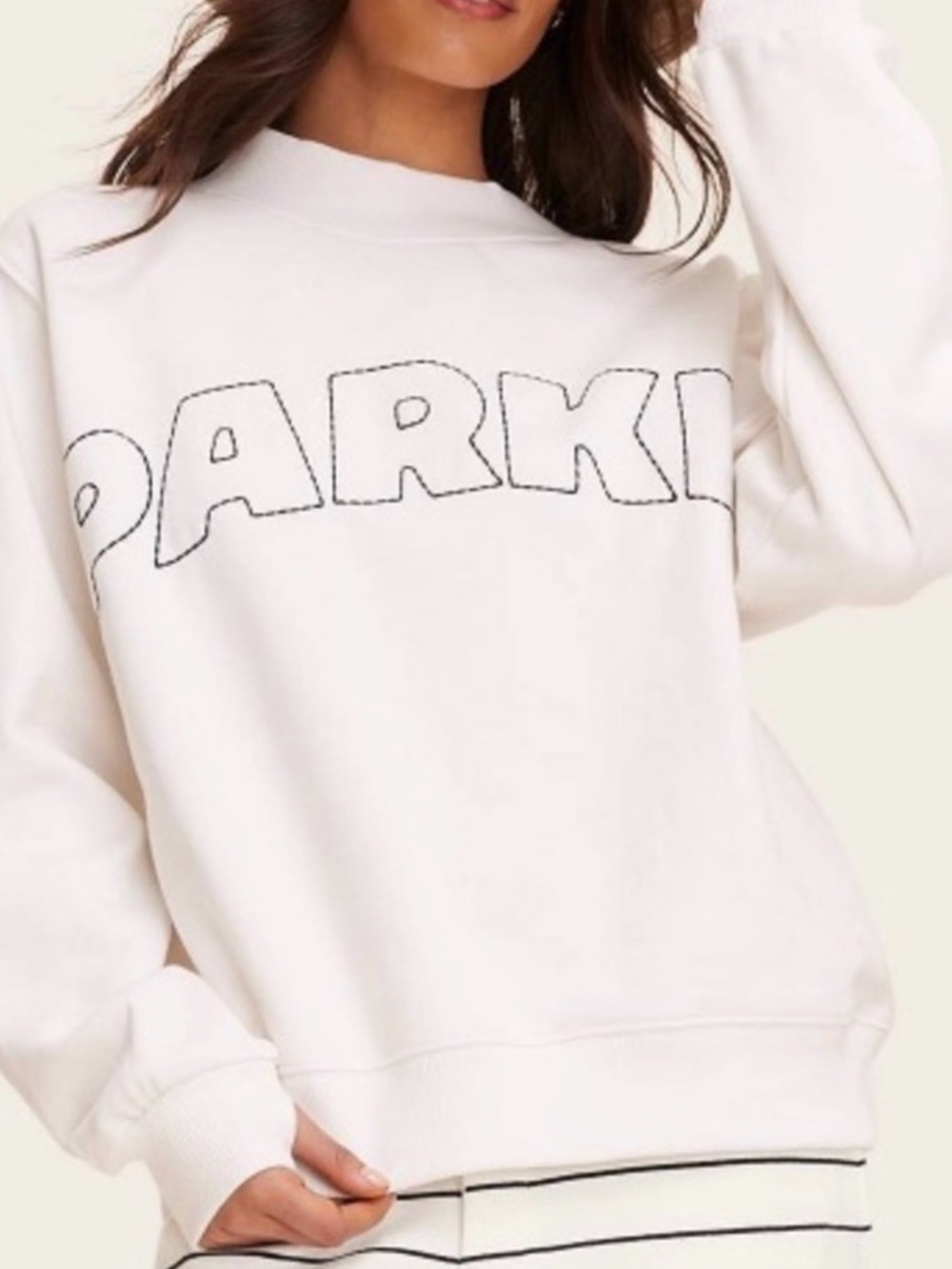 NWT Parke x Target Mockneck Cream Pullover Sweatshirt Outline Logo L/XL